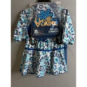UV Skinz Swim Set Girl 6 UPF 50+ Sun wear 3-Piece‎ Kids Swimsuit with Hat NWT